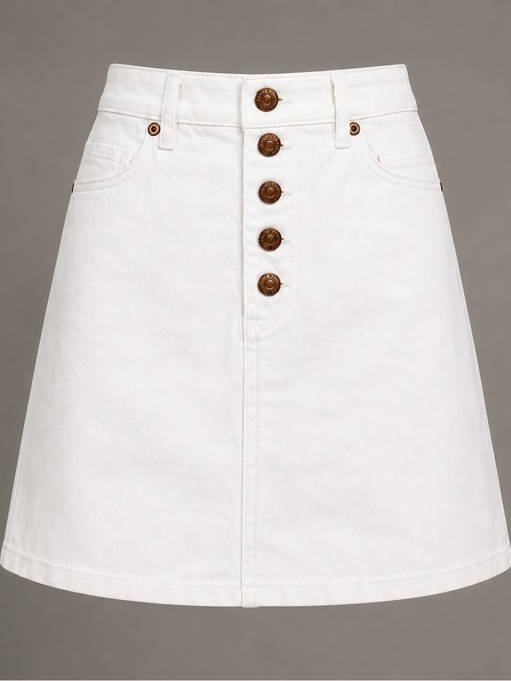 LOFT White Button-Front A-Line Mini Skirt
